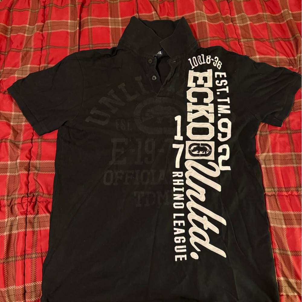 Ecko Unlimited Black Graphic Button Down Shirt